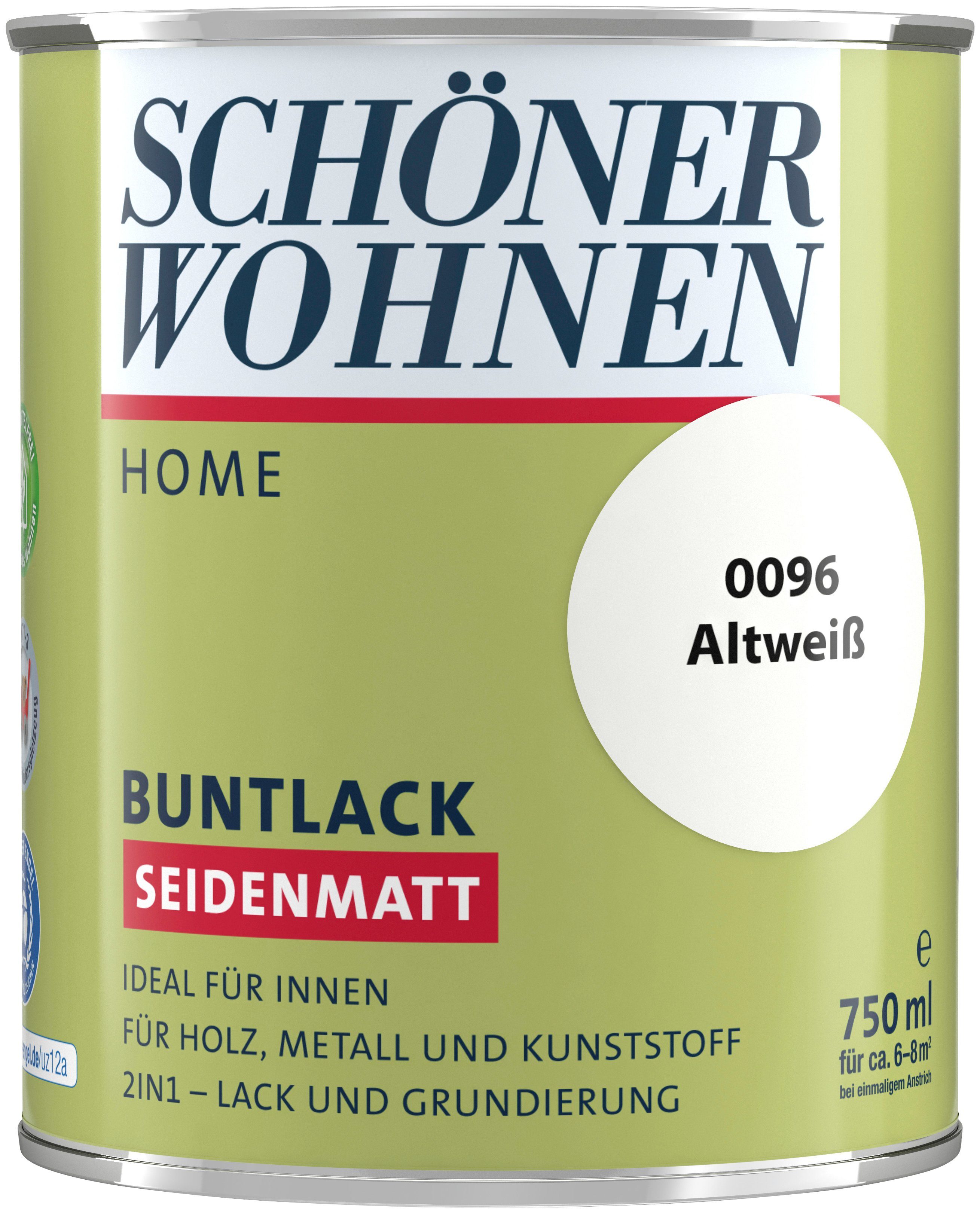 SCHÖNER WOHNEN FARBE Lack Home Buntlack, 750 ml, altweiß, seidenmatt, für innen, 2in1-Lack