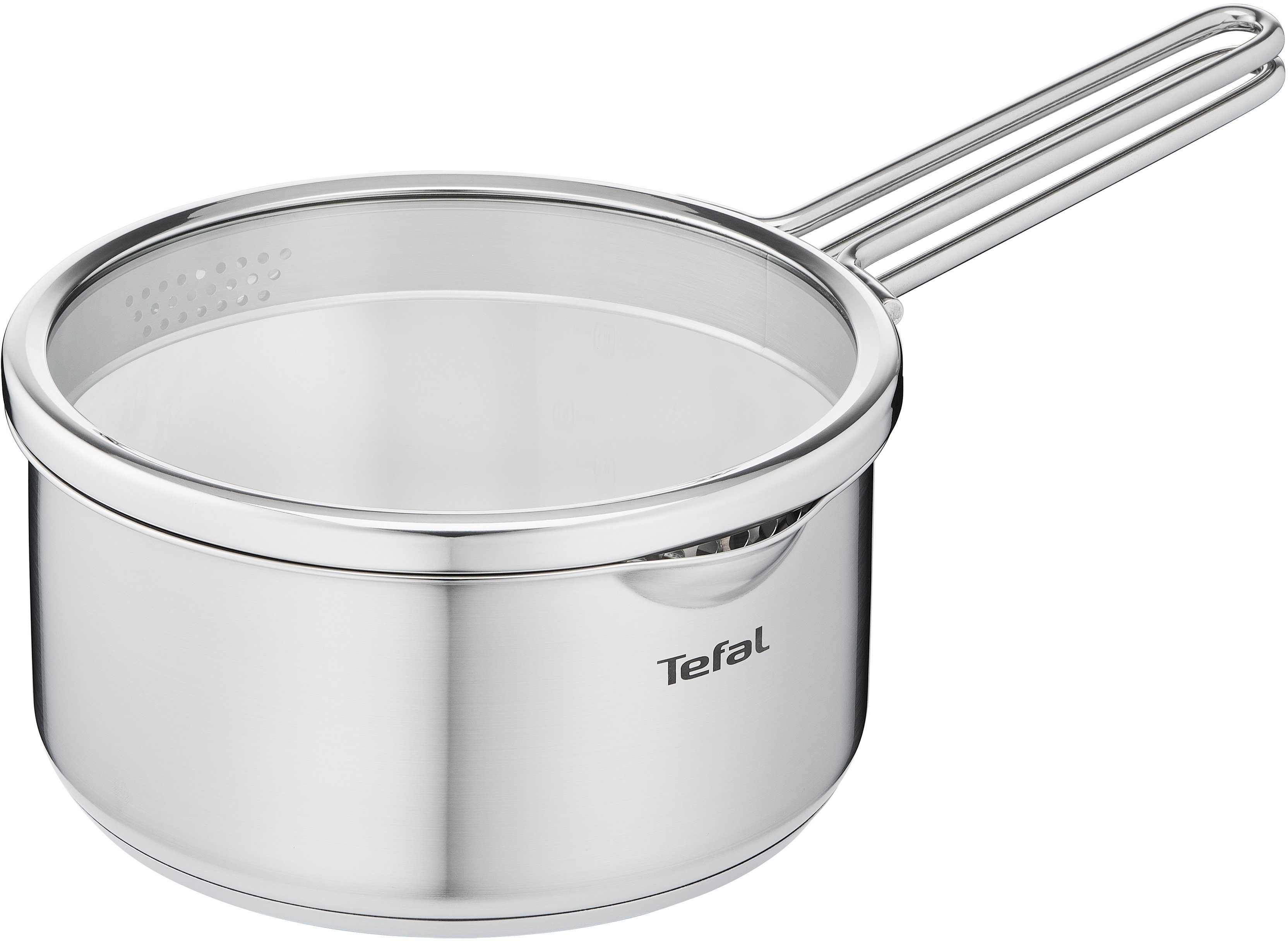 Tefal Topf-Set Nordica, Edelstahl (6-tlg), mit Deckel, nordisches Design, Ausgießer, Doppelgriff, Induktion