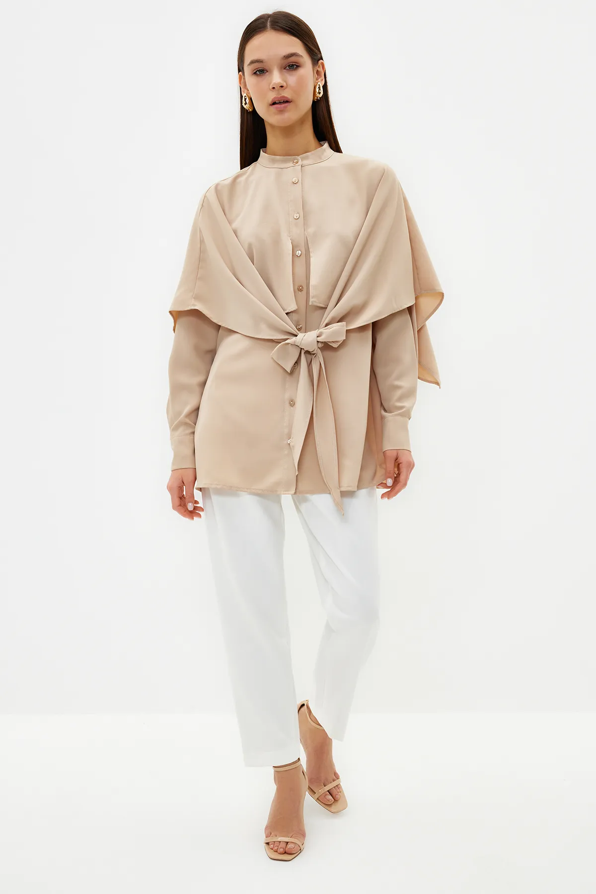 Trendyol Modest  Stone Judge Kragen Krawattenschal Detailliertes gewebtes Hemd TCTSS24TG00001