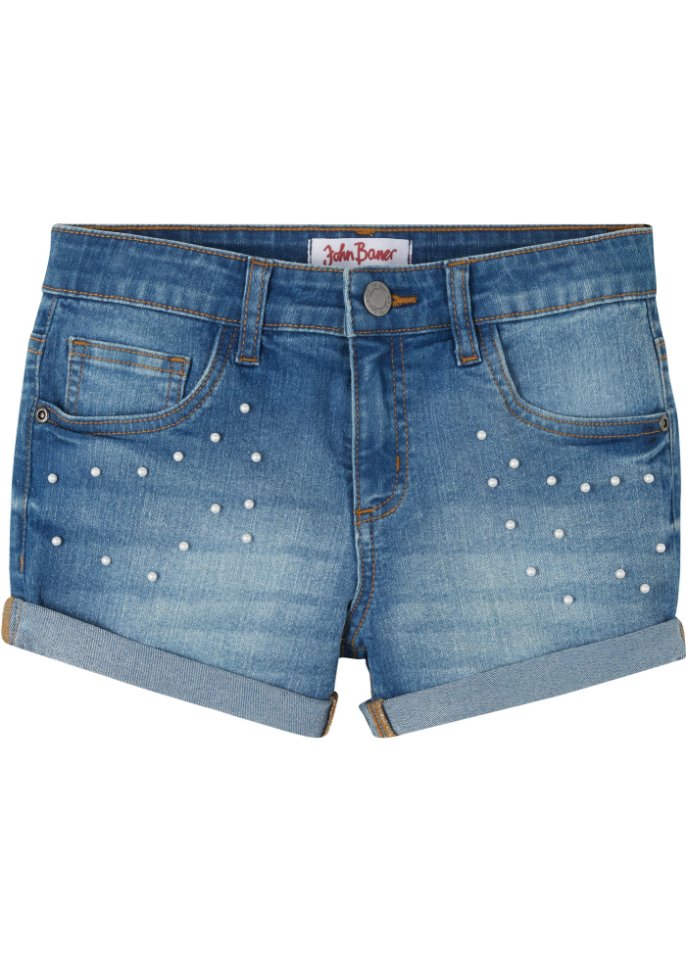 Mädchen Jeans-Shorts mit Perlen