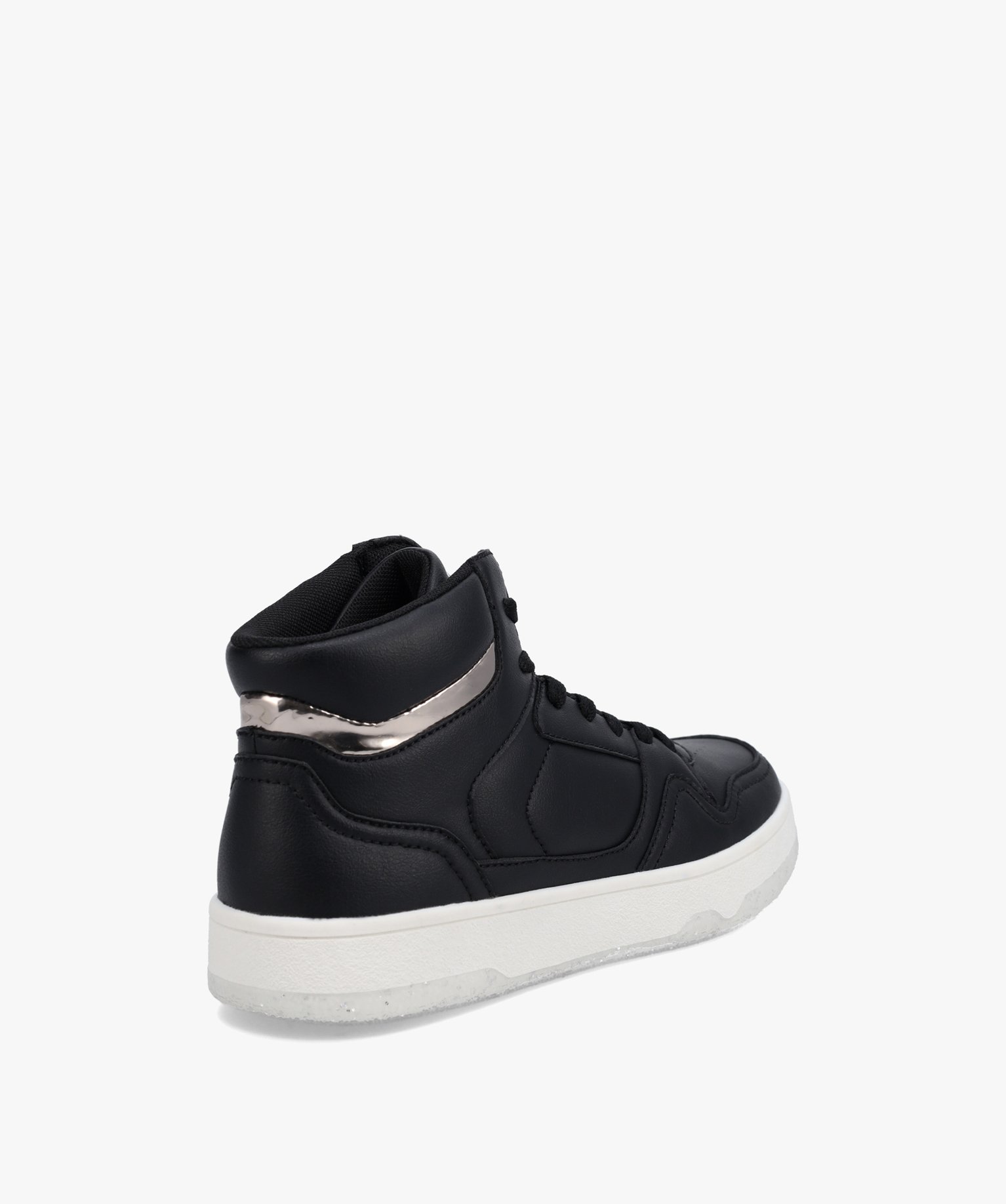 Baskets femme mid-cut unies à semelle pailletée noir | GEMO