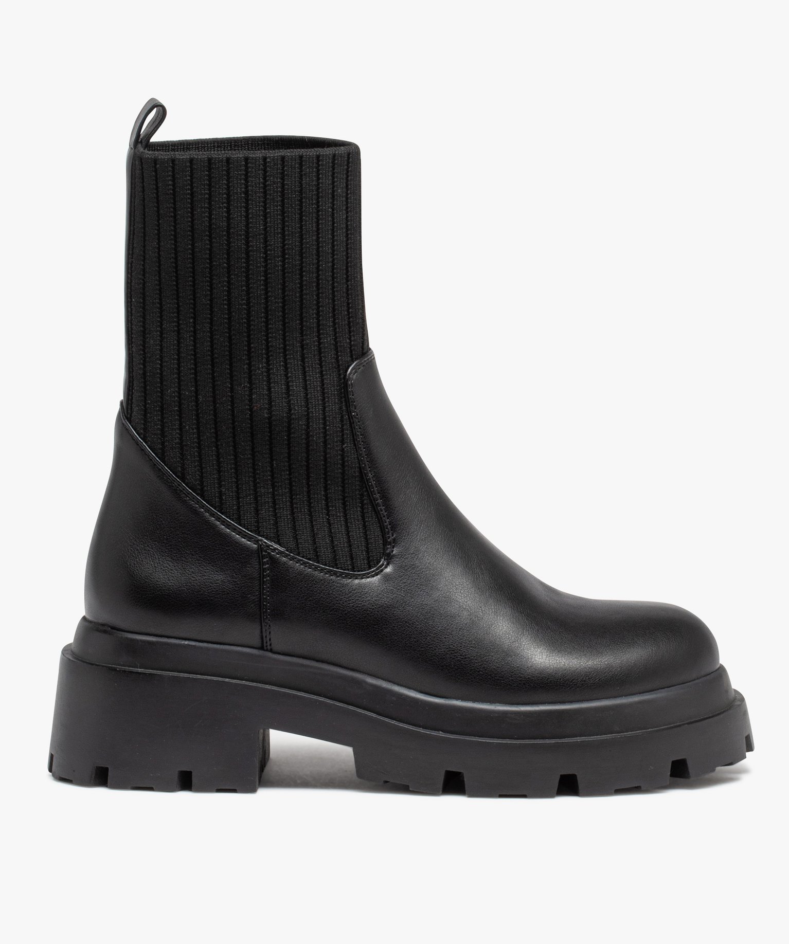 Boots col chaussette à épaisse semelle crantée femme noir | GEMO