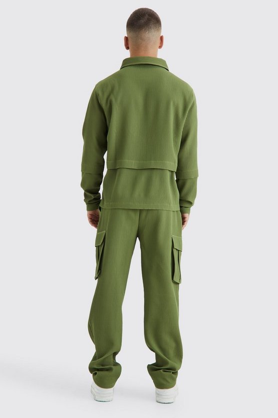Hemd mit Reißverschluss & elastische Cargohose mit geradem Bein