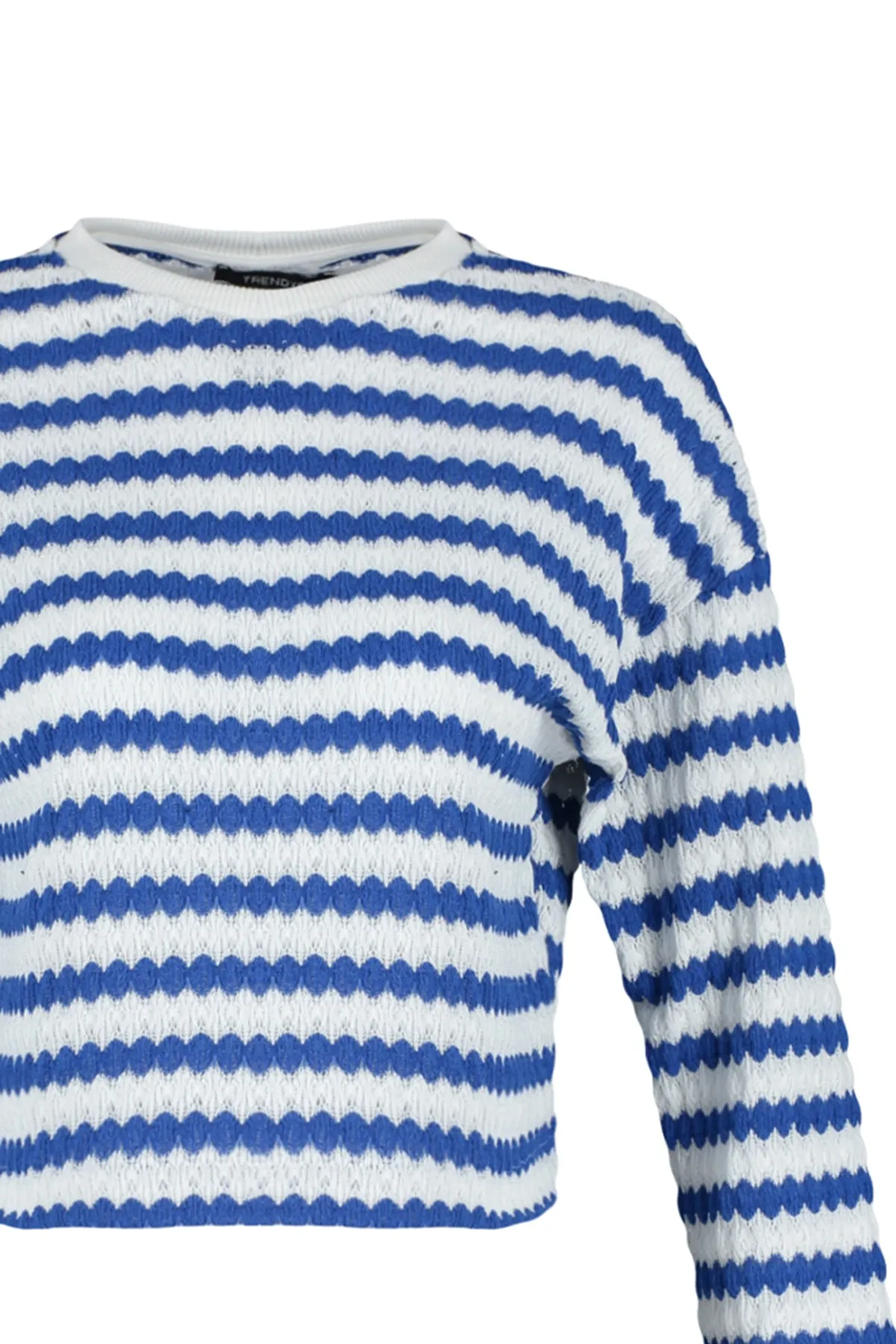 Trendyol Collection  Blau gestreifter Strickpullover TWOAW24KZ00150