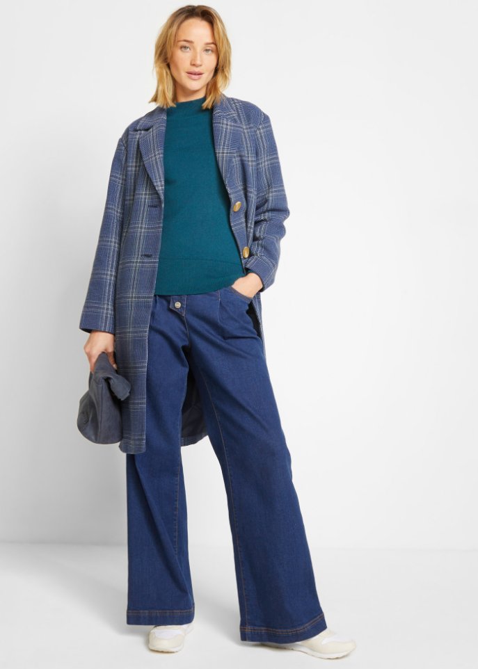 Basic Pullover mit Stehkragen mit recycelter Baumwolle