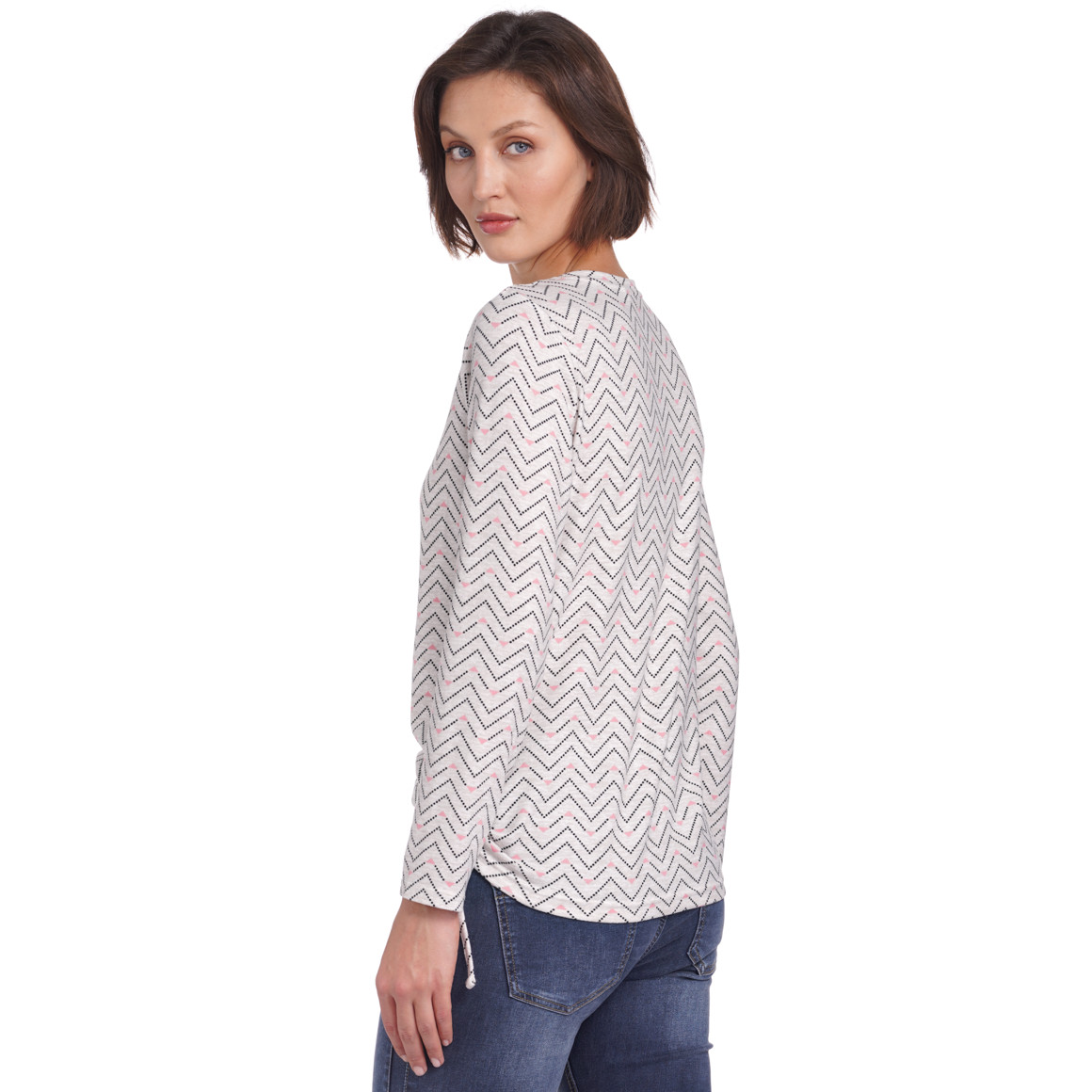 Damen Langarmshirt mit seitlichen Raffungen