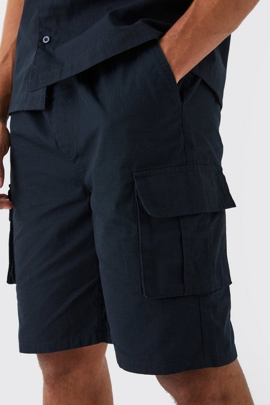 Lockere Ripstop Cargo-Shorts mit elastischem Bund
