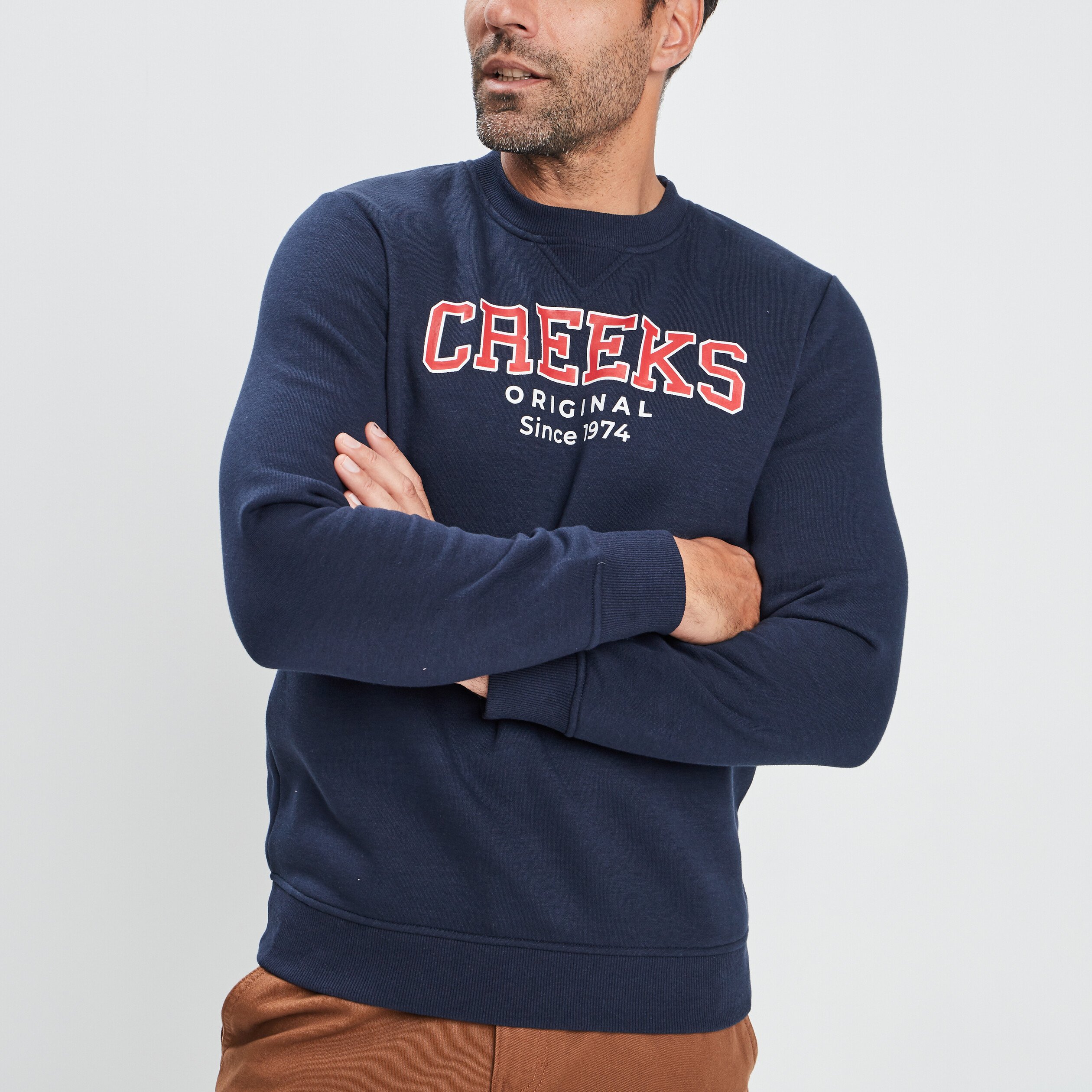 Sweat à col rond Creeks bleu marine homme | La Halle