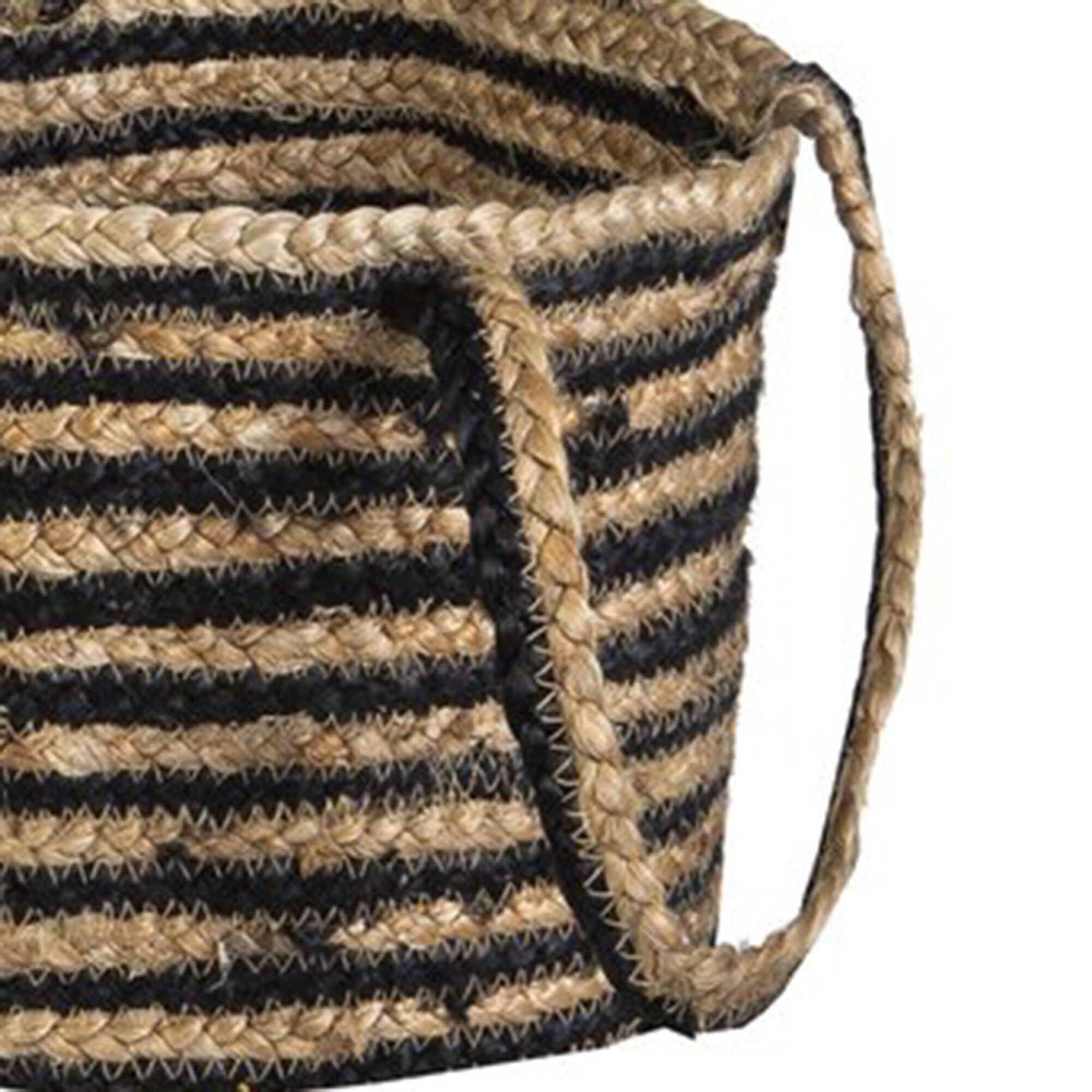 Panier de rangement Zebu en jute rayé noir/naturel