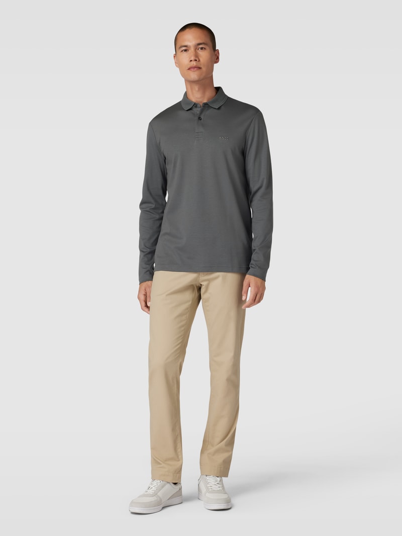Poloshirt mit Label-Stitching Modell 'PIROL' in dunkelgrau