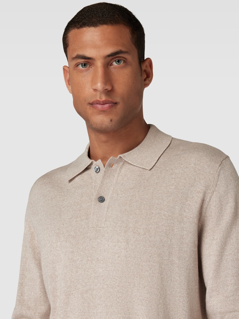 Strickpullover mit Polokragen in sand meliert