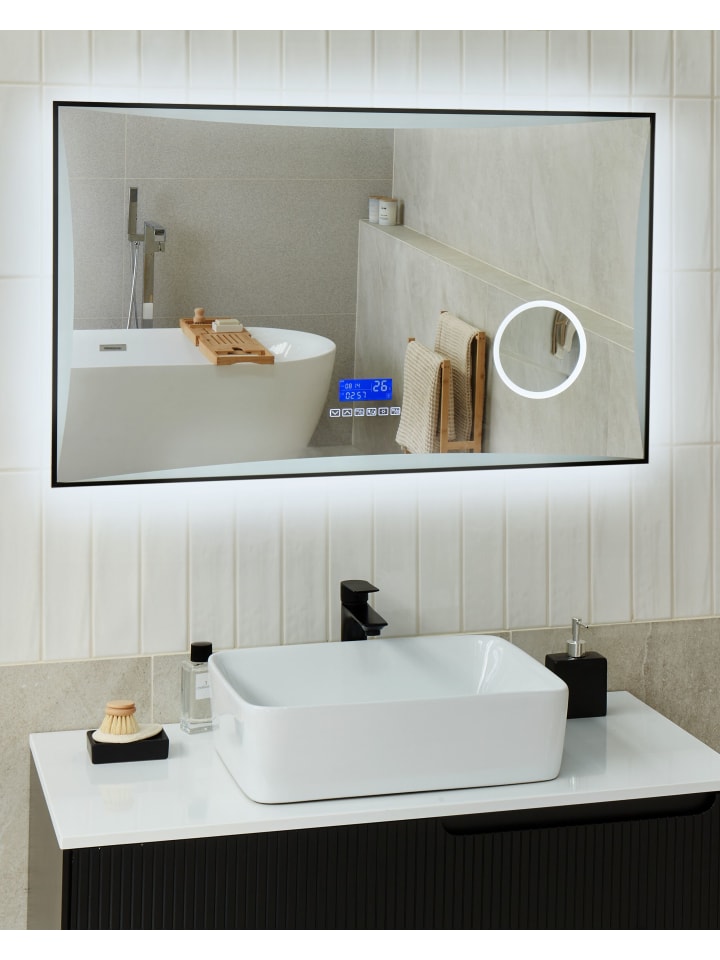 Beliani Badezimmerspiegel ONLAY in Silber - (W) 100 x (H) 60 x (L) 4 cm günstig kaufen onesize