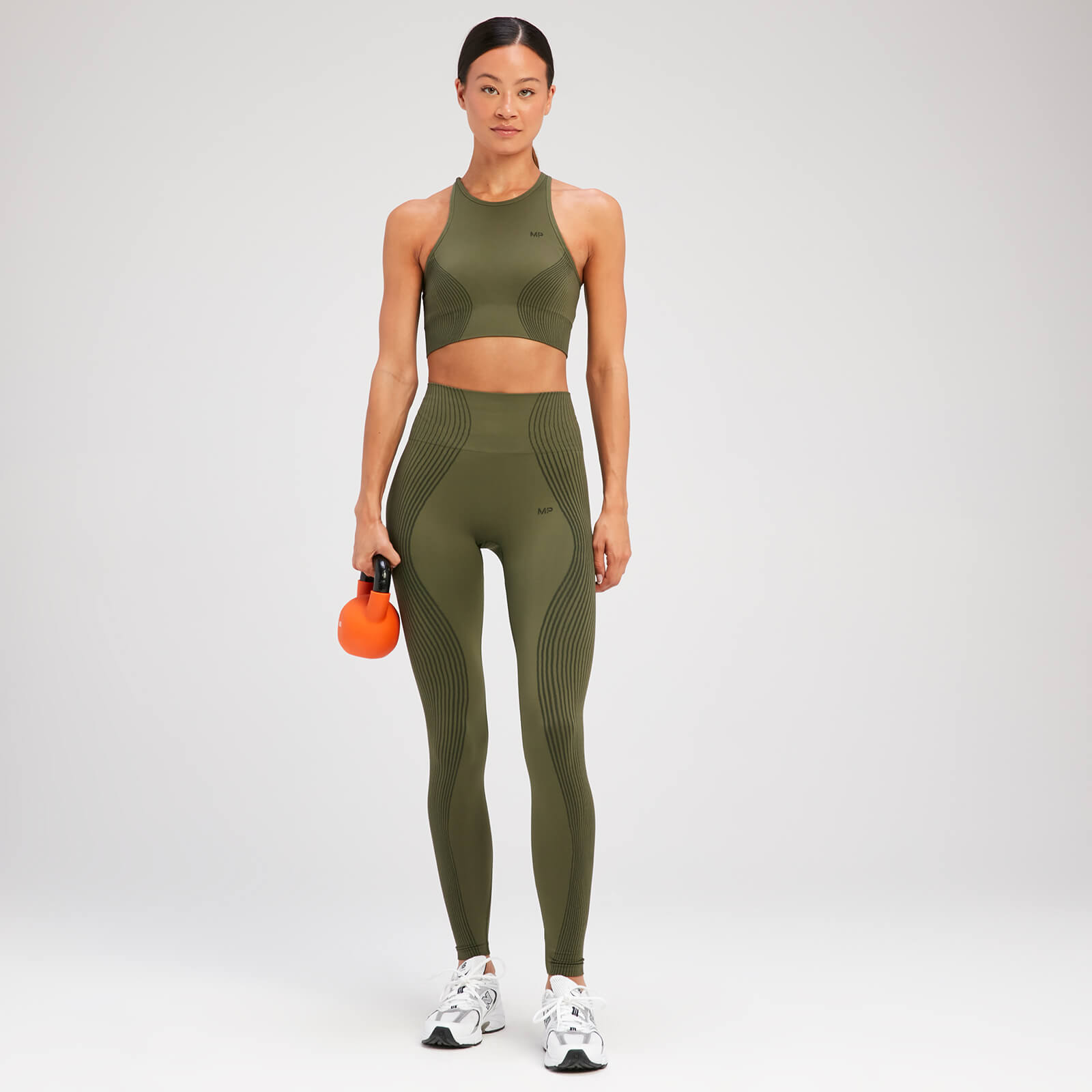 Brassière de sport sans coutures MP Tempo Illusion pour femmes – Vert olive