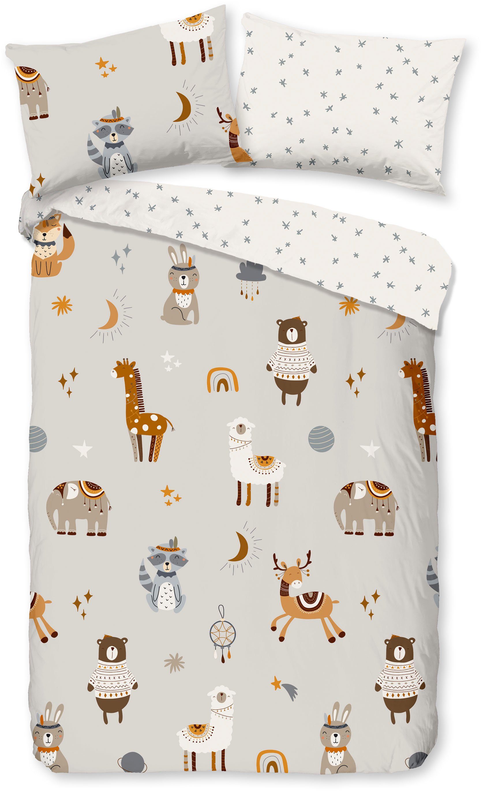 Babybettwäsche Woody, good morning, Renforcé, 2 teilig, 100% Baumwolle