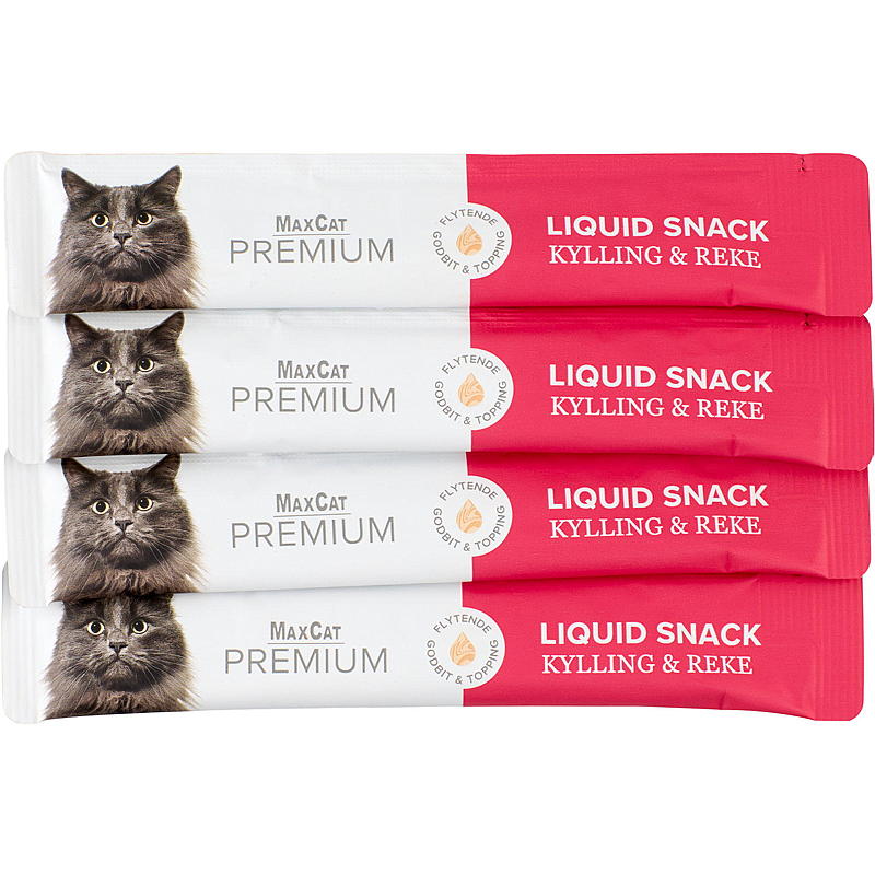MaxCat Kattesnacks 4x14 g Kylling & reke liquid MaxCat