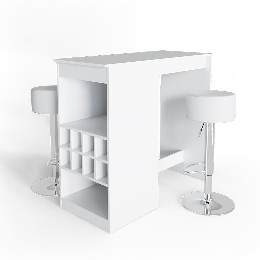 Vicco Bartisch Bartresen Stehtisch Tresentisch ROSS Weiß inkl. Hocker