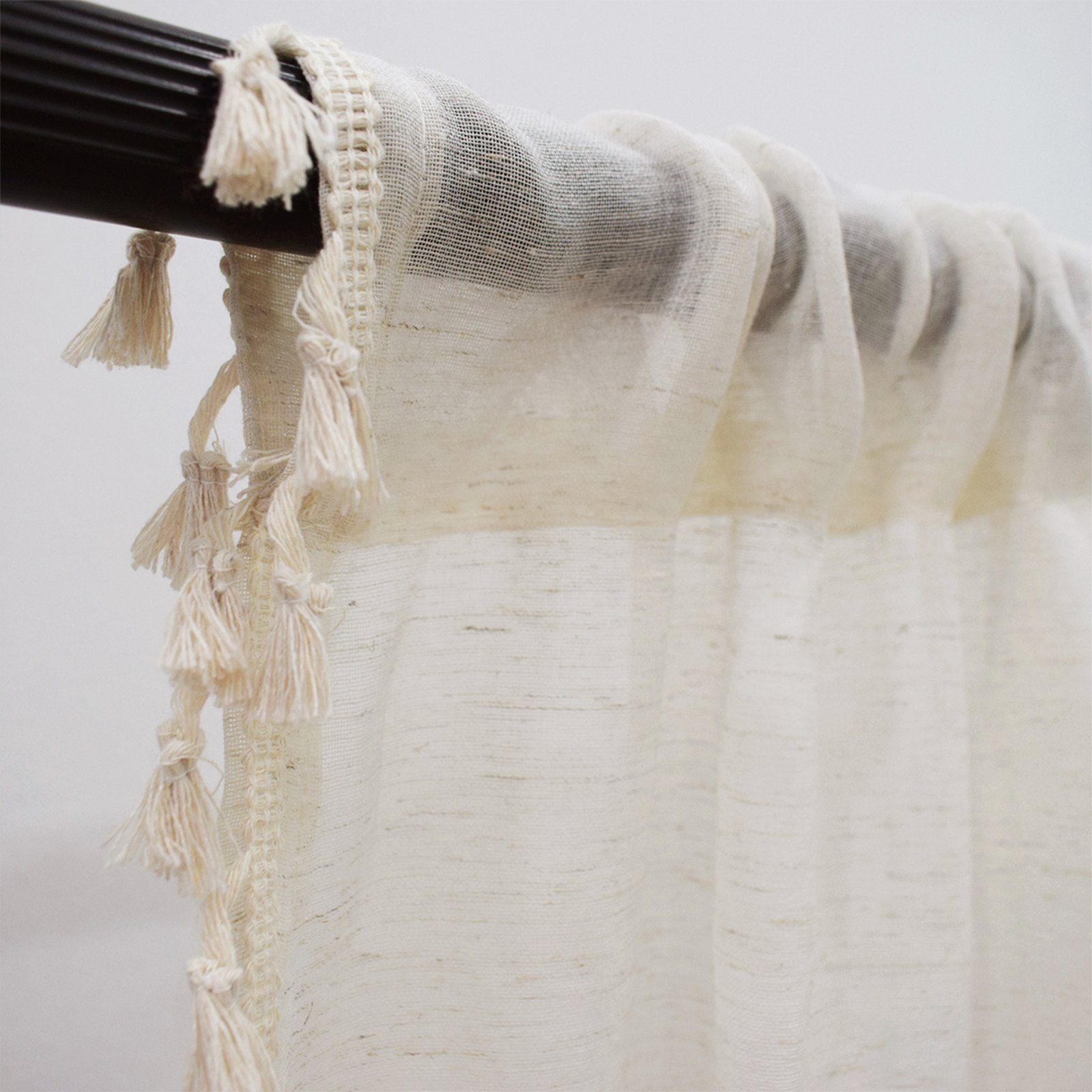 Schiebegardine Retro Vorhänge mit Quasten,Voile Gardinen Boho Vorhänge, BTTO, (1 St), transparent, mit Stangedurchzug, Bistrogardine, für Wohnzimmer Schlafzimmer