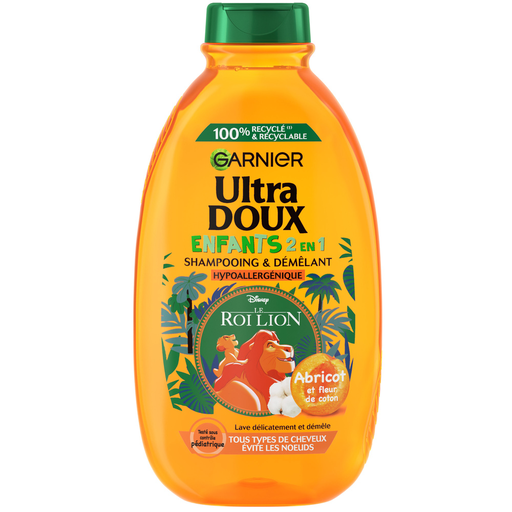 garnier Ultra Doux Enfants Shampooing Enfants 2-en-1 à l'Abricot et Fleur de Coton