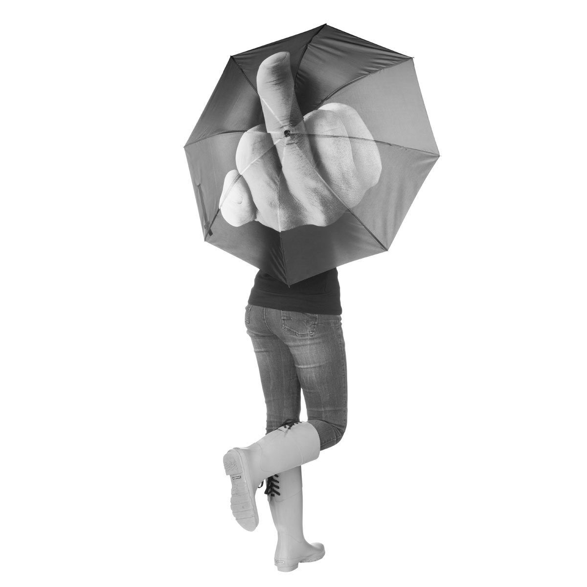Goods+Gadgets Taschenregenschirm Regenschirm mit Mittelfinger, Stinkefinger Schirm 100 cm