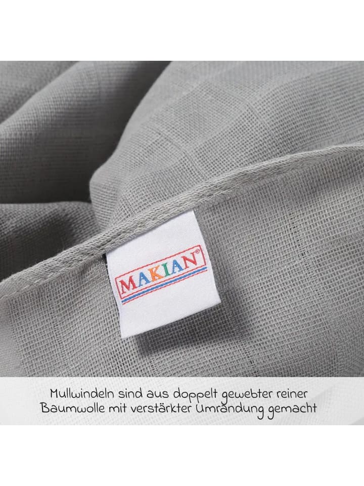 Makian Mullwindel / Mulltuch 10er Pack 80 x 80 cm - Grau in grau günstig kaufen onesize