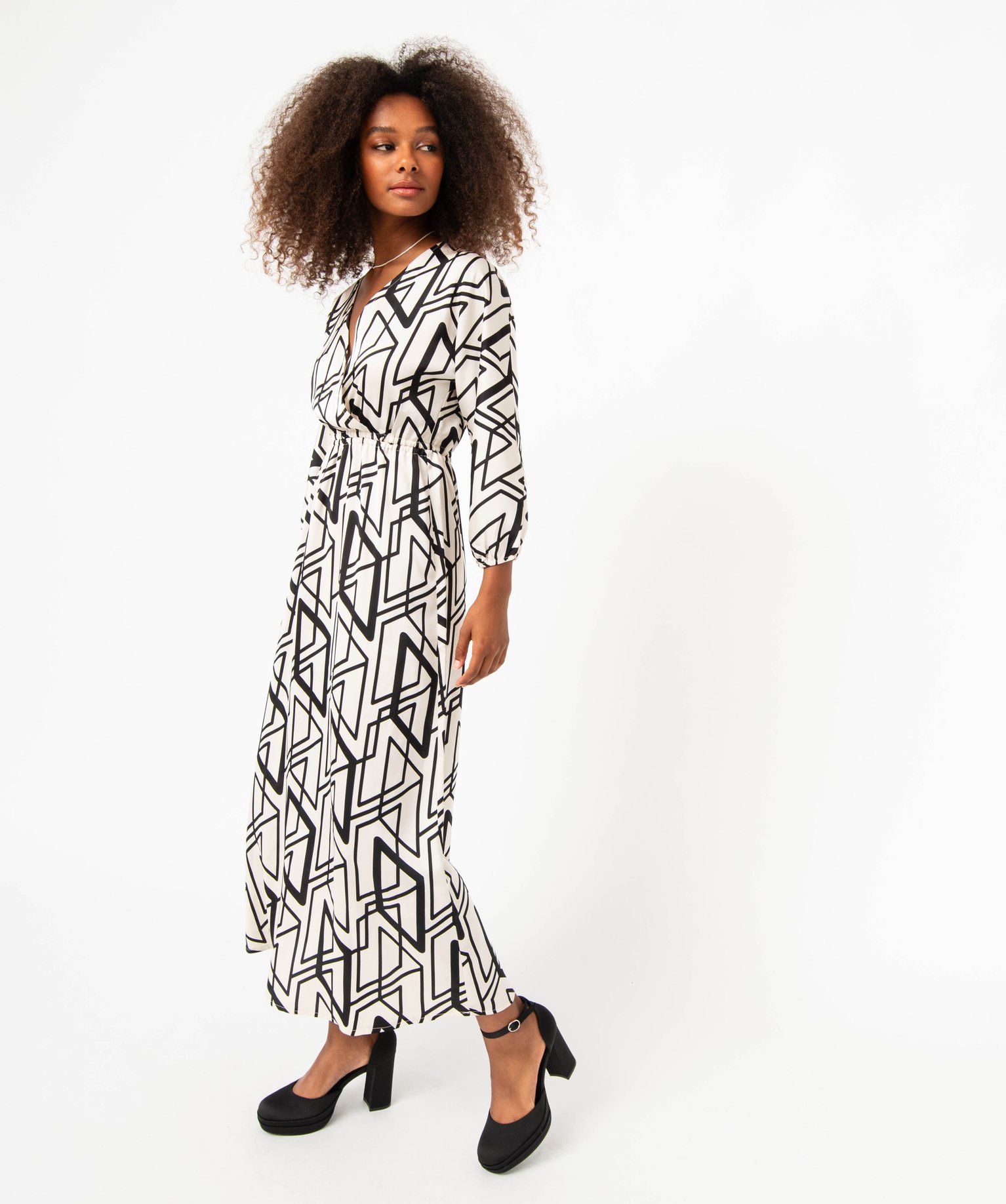 Robe imprimée avec manches 3/4 femme imprime | GEMO