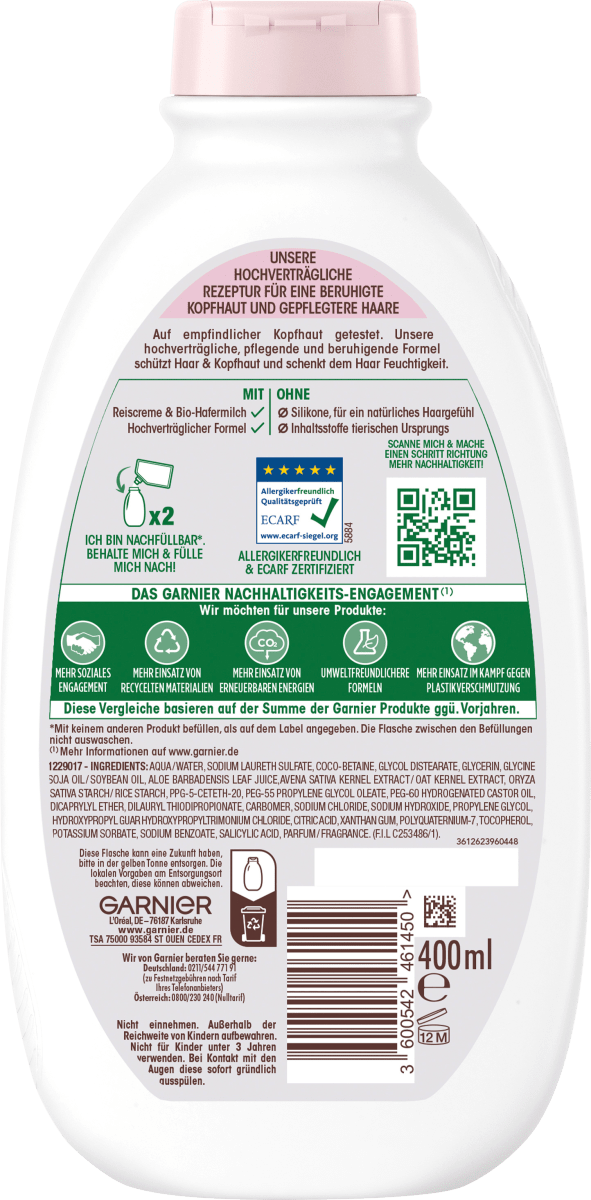 Shampoo  Sanfte Hafermilch, empfindliches Haar, 400 ml