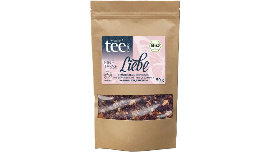 Müllers Teestube Bio Früchtetee mit Zitrone-Limetten-Geschmack Eine Tasse Liebe 50 g
