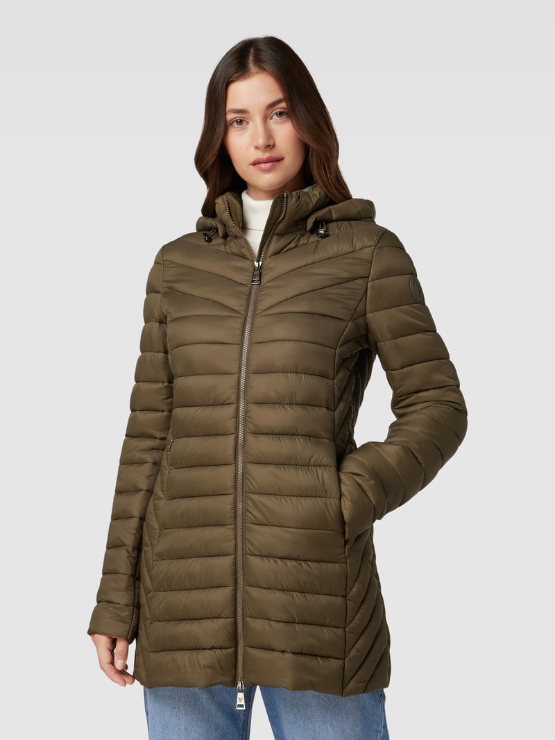 Steppjacke mit Reißverschlusstaschen in olivgrün