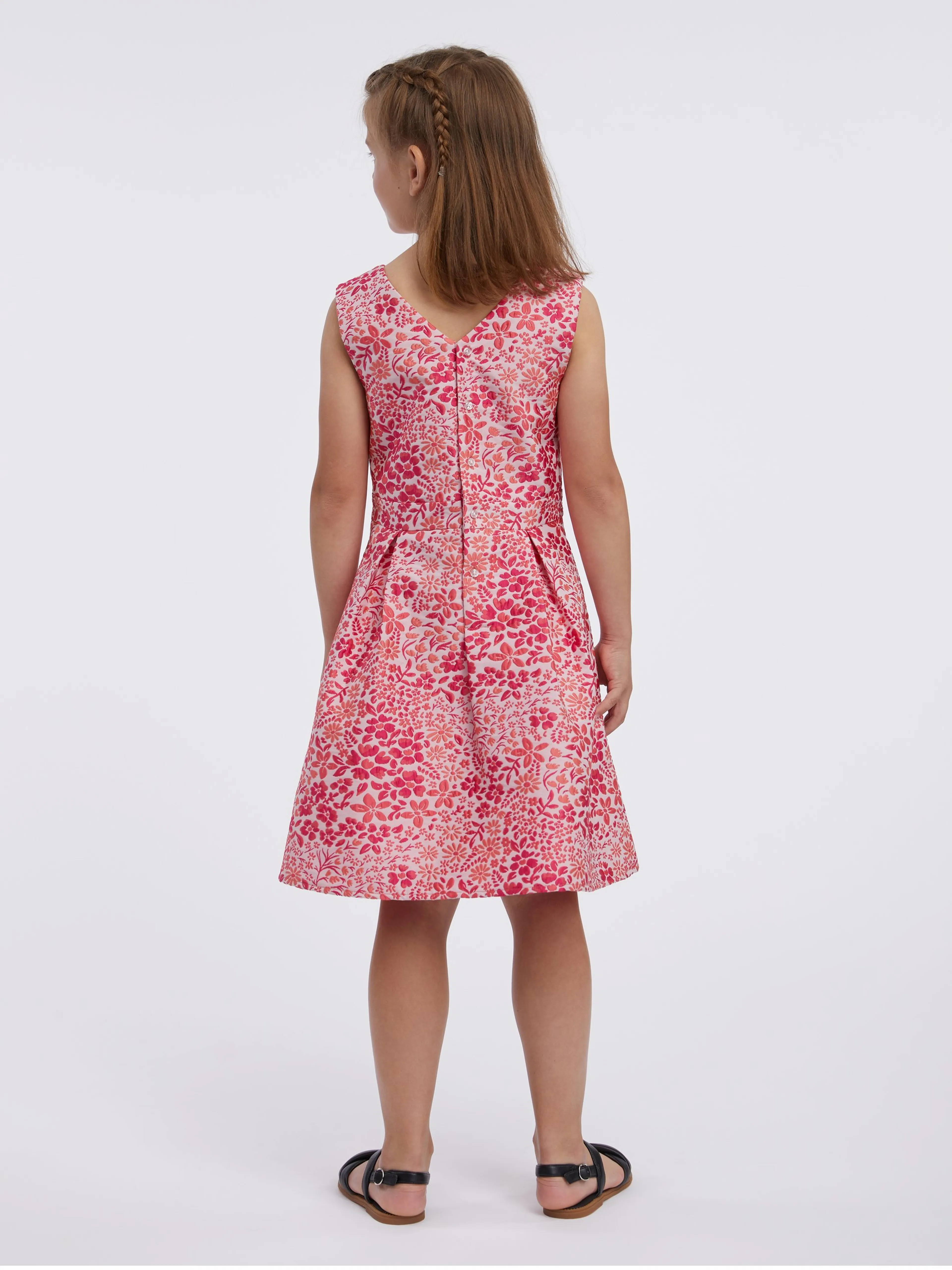 Rotes und rosa geblümtes Mädchenkleid ORSAY