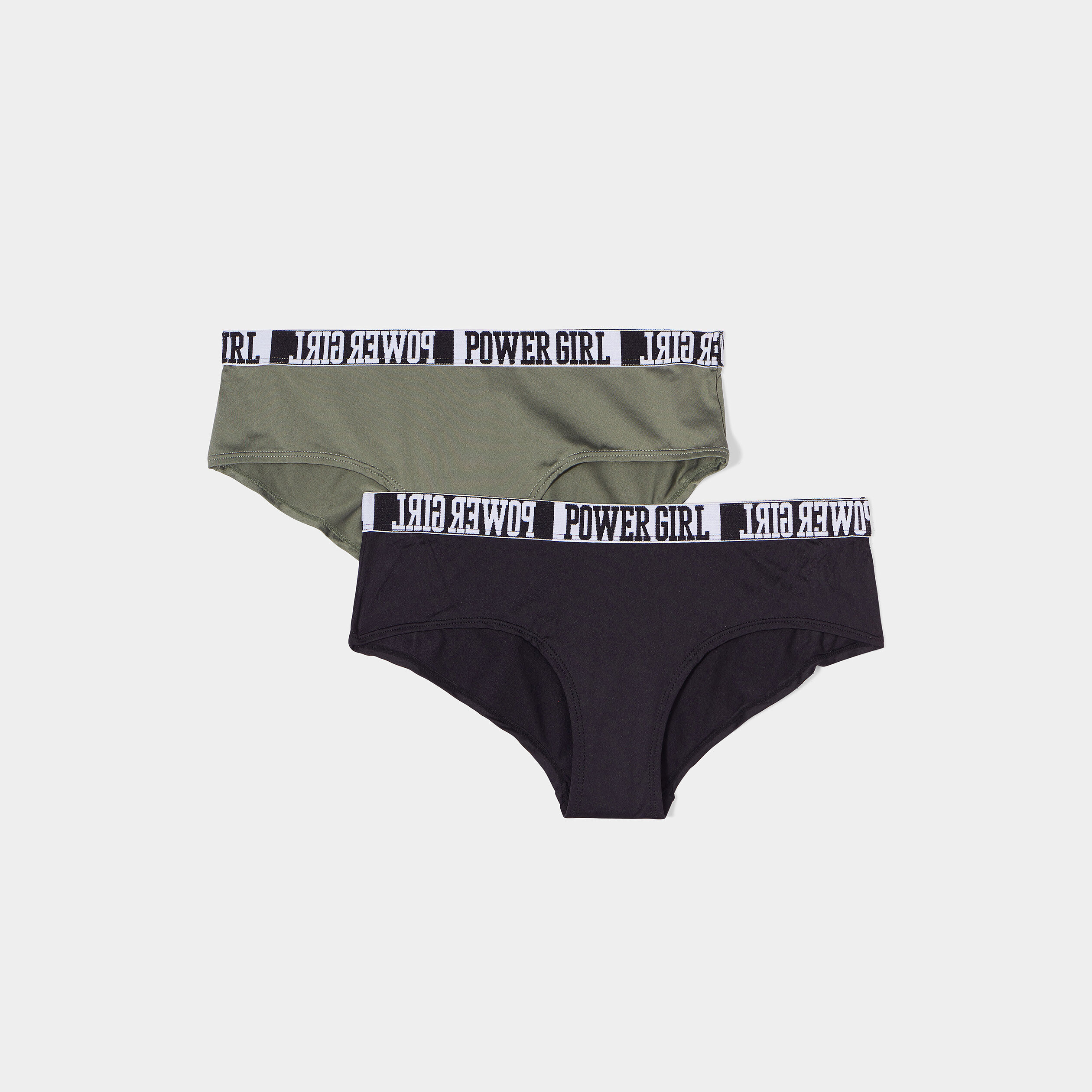 Lot 2 shortys microfibre vert kaki femme | La Halle