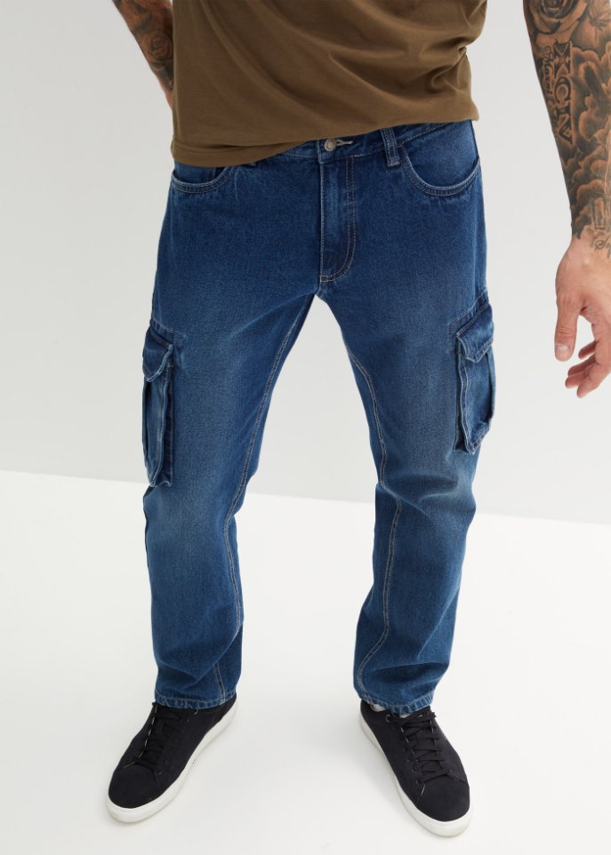 Loose Fit Cargo-Jeans, Straight