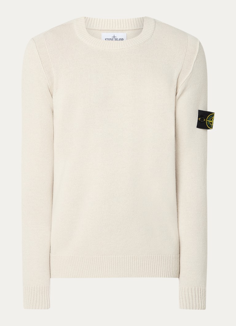 Stone Island 508A3 wool blend fine knit sweater with logo