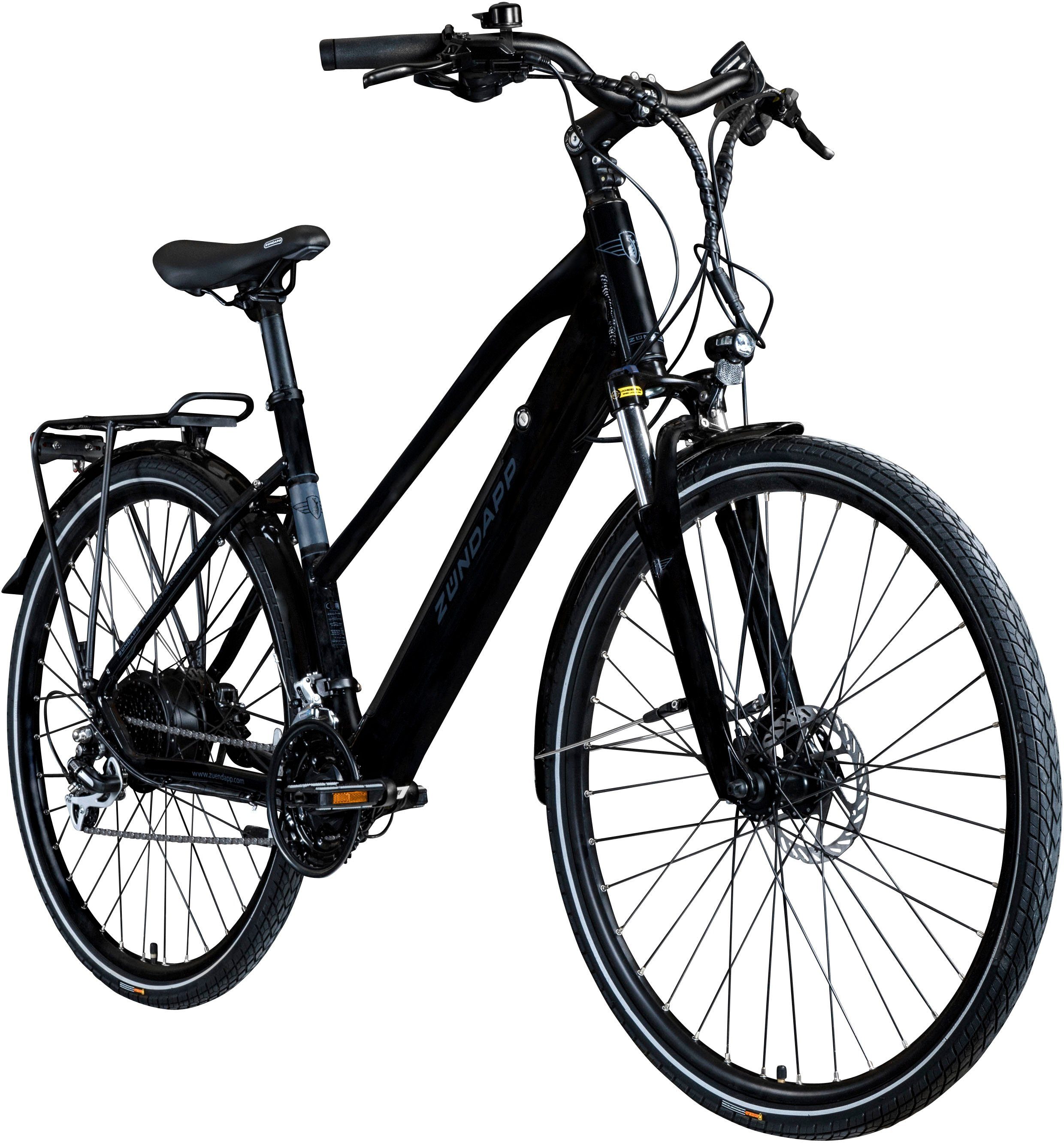 Zündapp E-Bike Z810, 24 Gang Shimano Altus RD-M310 Schaltwerk, Kettenschaltung, Heckmotor, 417,6 Wh Akku