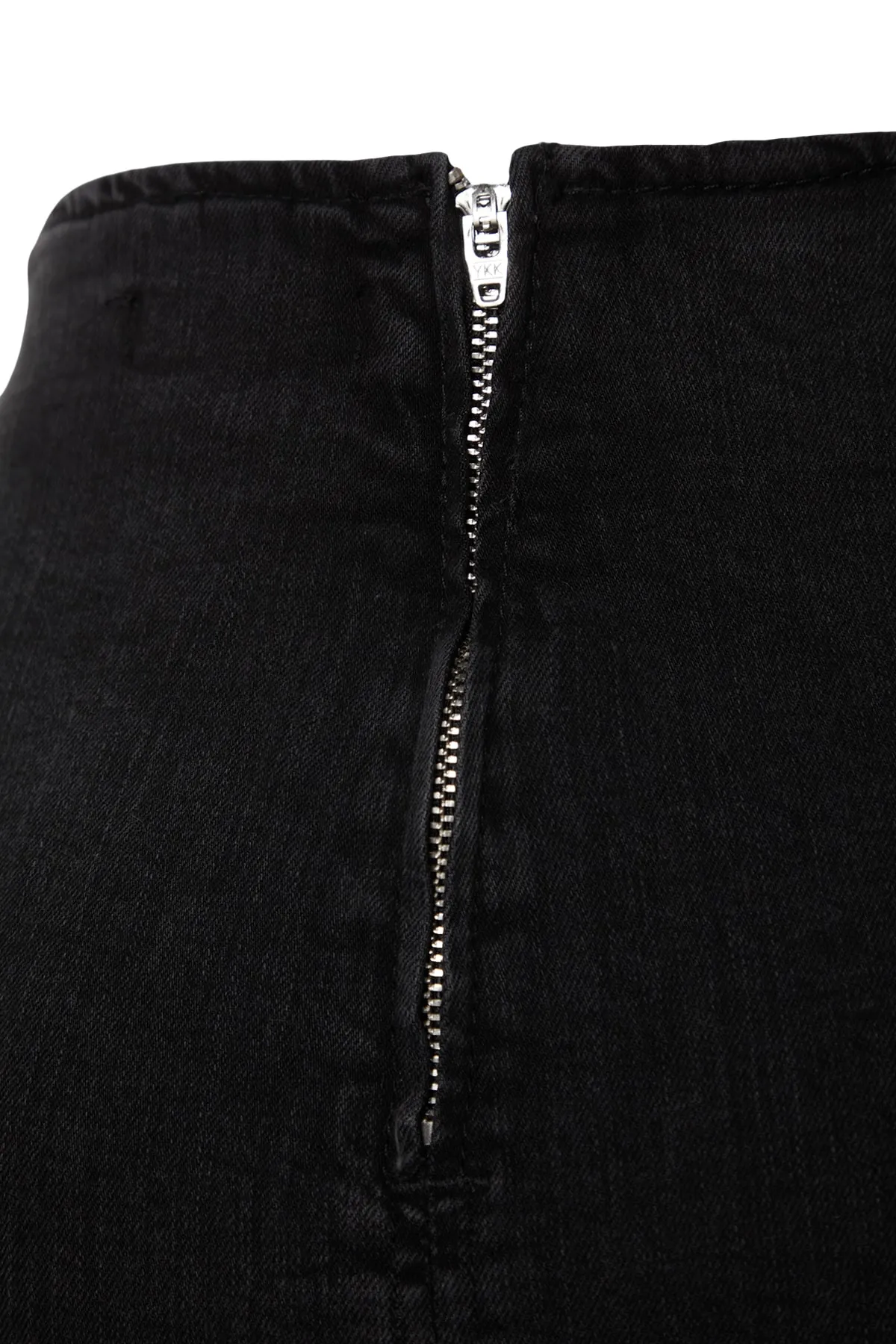 Trendyol Collection  Schwarzer Midi-Jeansrock mit Ziernähten TWOAW24ET00057