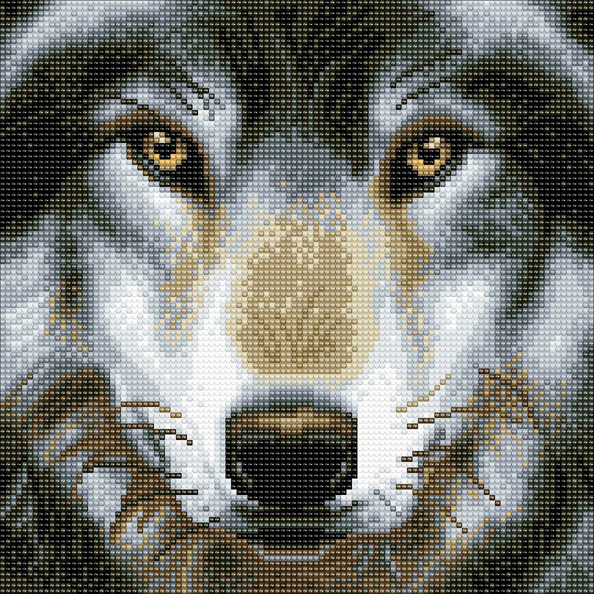 Crystal Art Kit auf Holzrahmen-Leinwand - Wolf, 30 x 30 cm