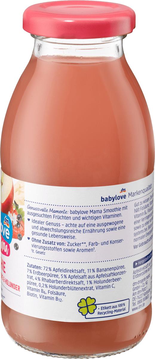 Smoothie Apfel, Banane, Erdbeere & Holunder, 250 ml