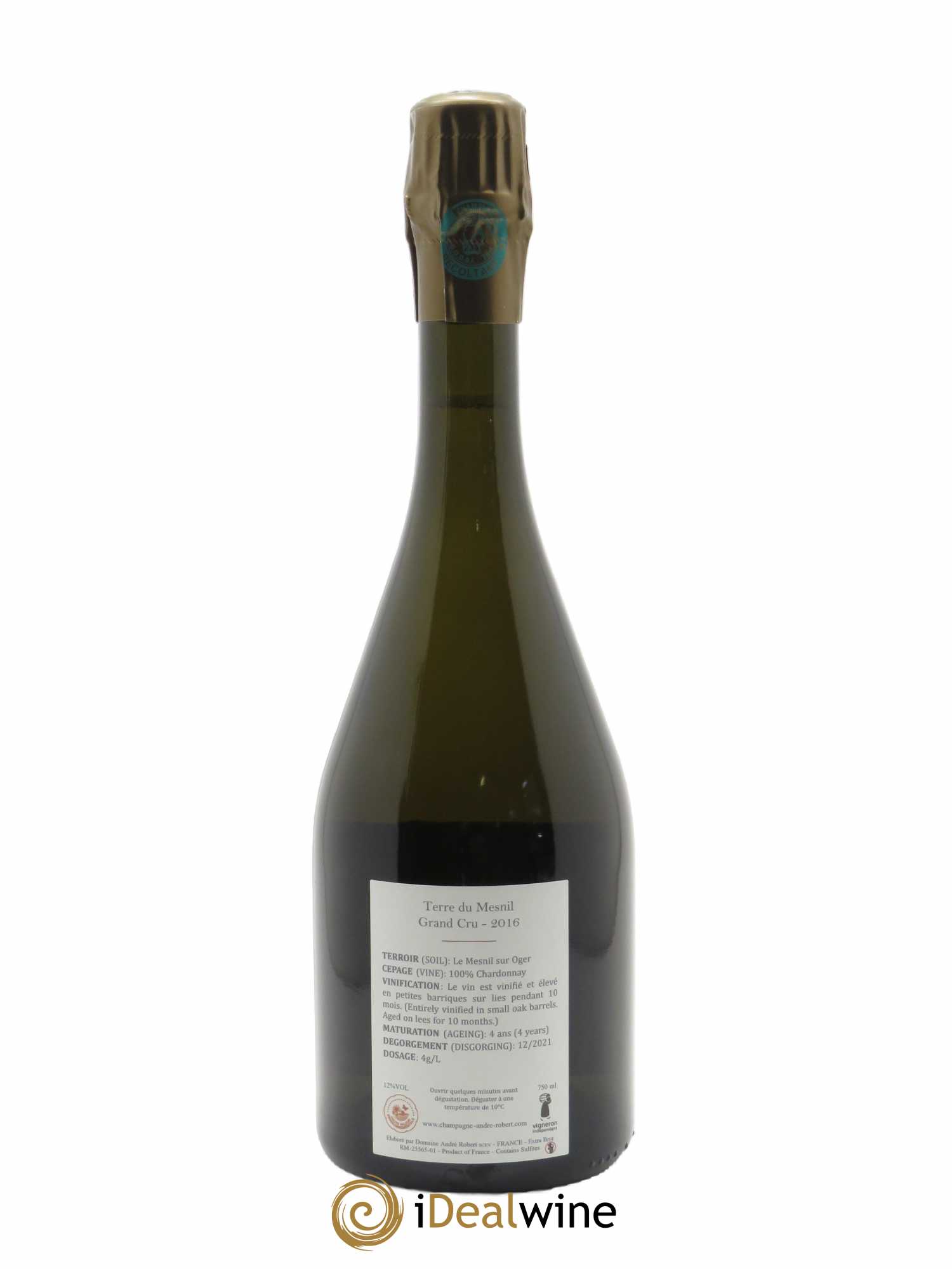 Terre du Mesnil Blanc de blancs Grand Cru Brut André Robert  2016 - Lot de 1 Bouteille