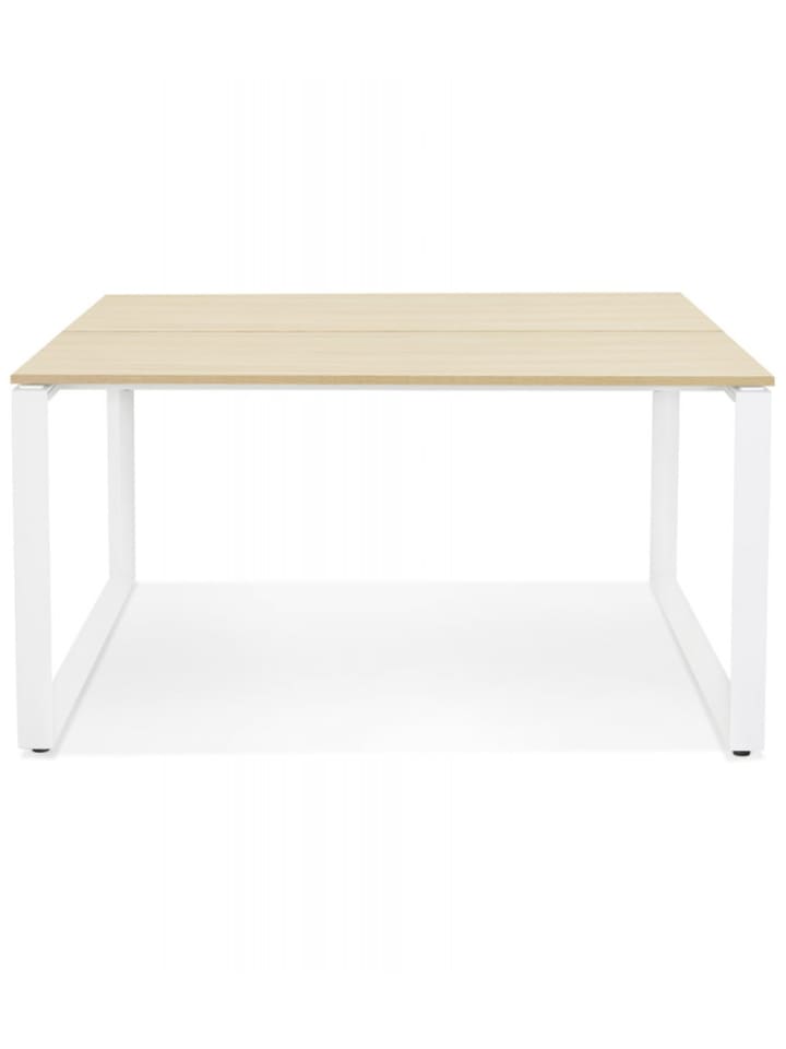 KADIMA DESIGN BAKUS SQUARE Schreibtischbank aus Holz und Metall | Modern in Beige-Weiß günstig kaufen