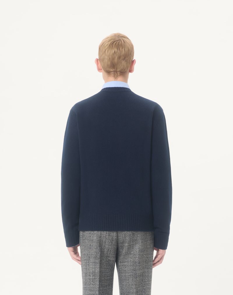 Chez Valentino uldtrøje med rund hals og broderi