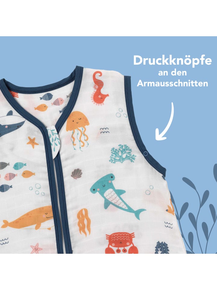 Schlummersack Musselin Babyschlafsack, 0.5 TOG in Hellblau günstig kaufen