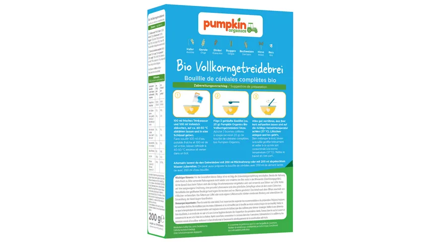 pumpkin organics Bio Vollkorn Getreidebrei 200 g
