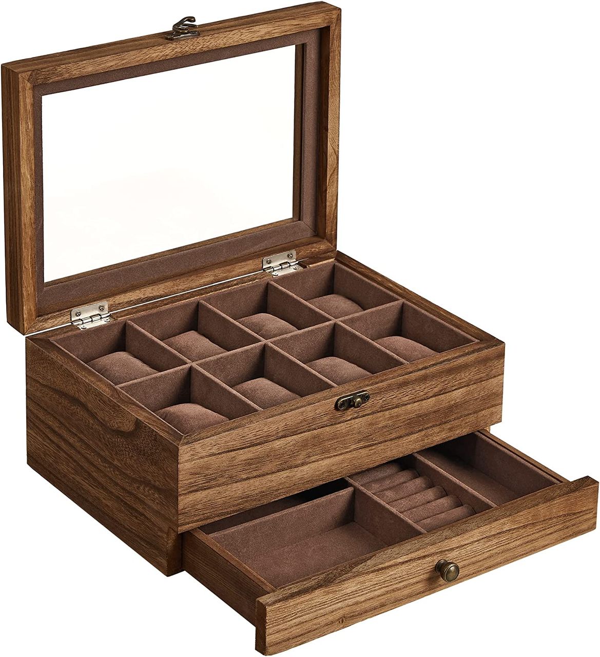 Songmics Uhrenbox, 27x20x13cm, braun