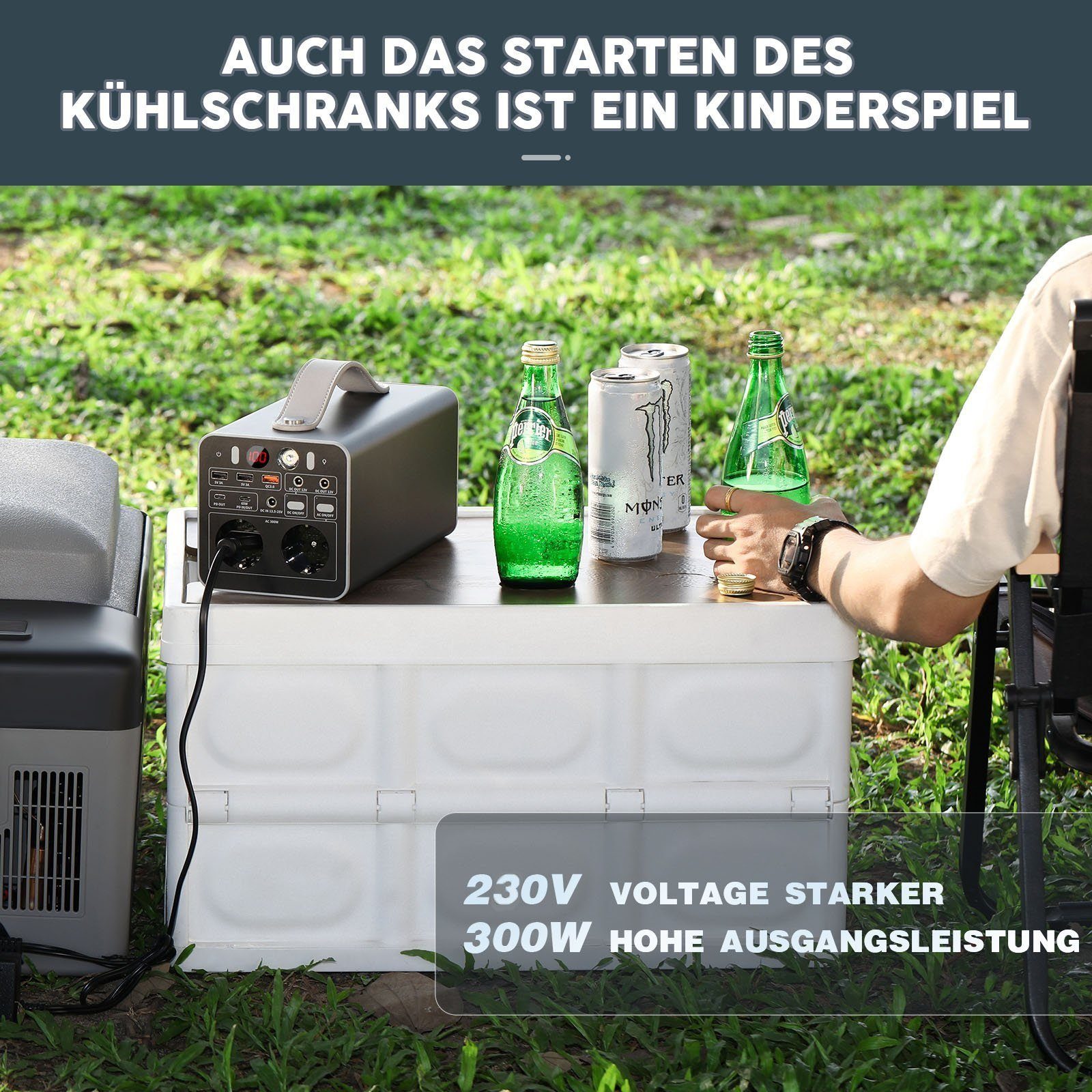 oyajia Stromerzeuger Tragbare Kraftwerk, LiFePO4-Batterie 300Wh/81000mAh 18V Powerstation, 0,30 in kW, mit AC (220–224 V) und DC-Ausgang, PD 65W, für Camping/Reisen/Notfall