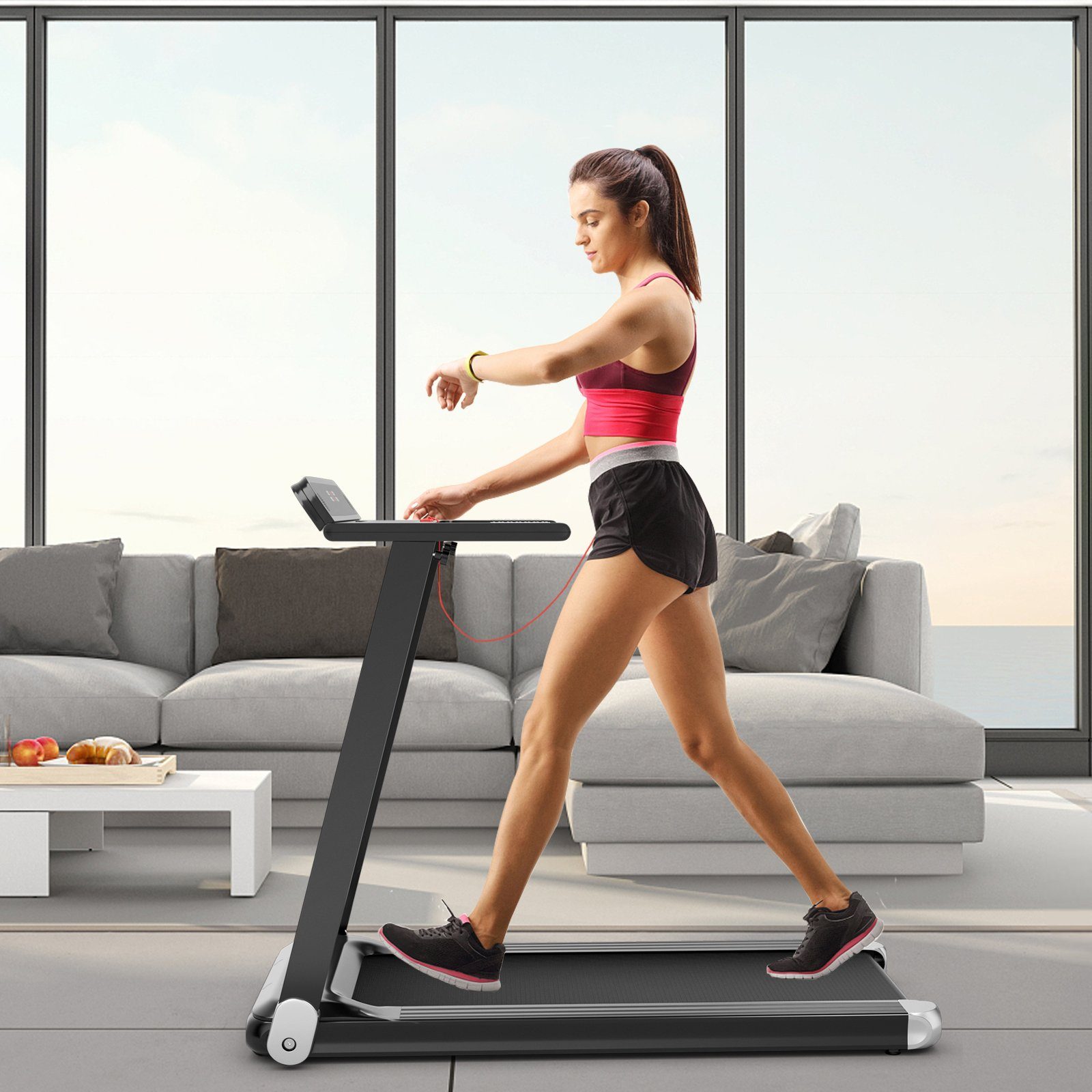 COSTWAY Laufband Fittnessgerät, 12 km/h mit 12 Programme, per App