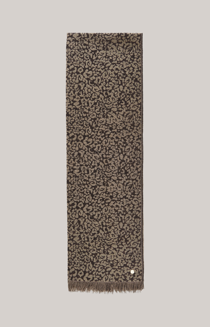 Woll-Jacquard-Schal in Beige/Schwarz