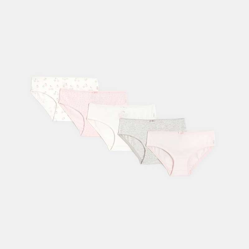 Culottes en coton (lot de 5) rose fille
