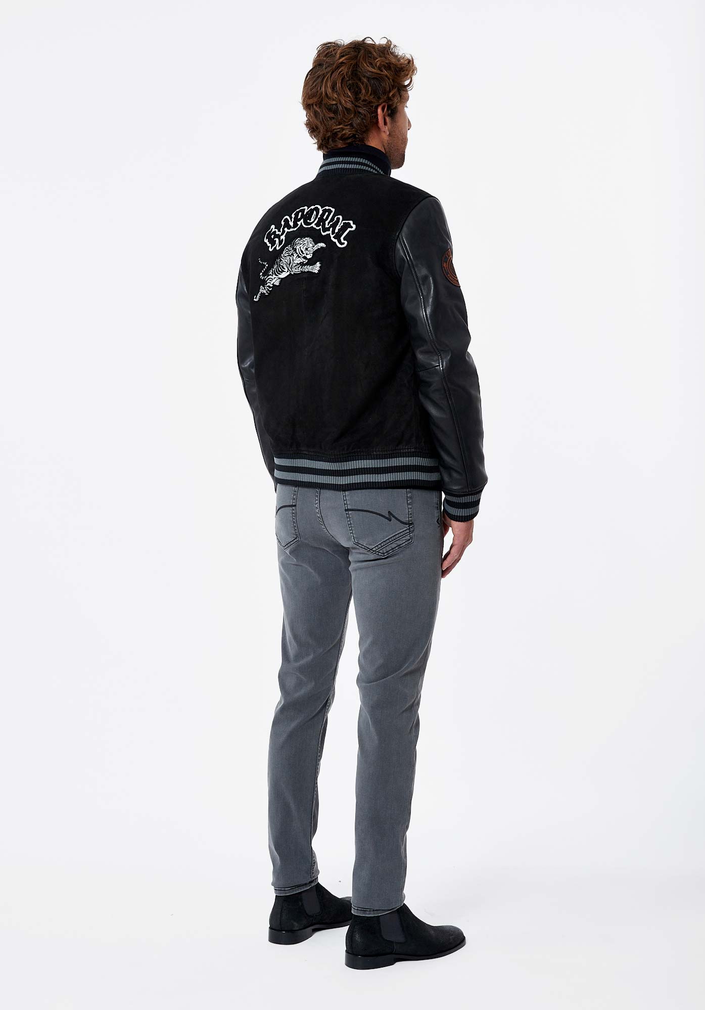 SITY   Blouson noir en cuir Homme