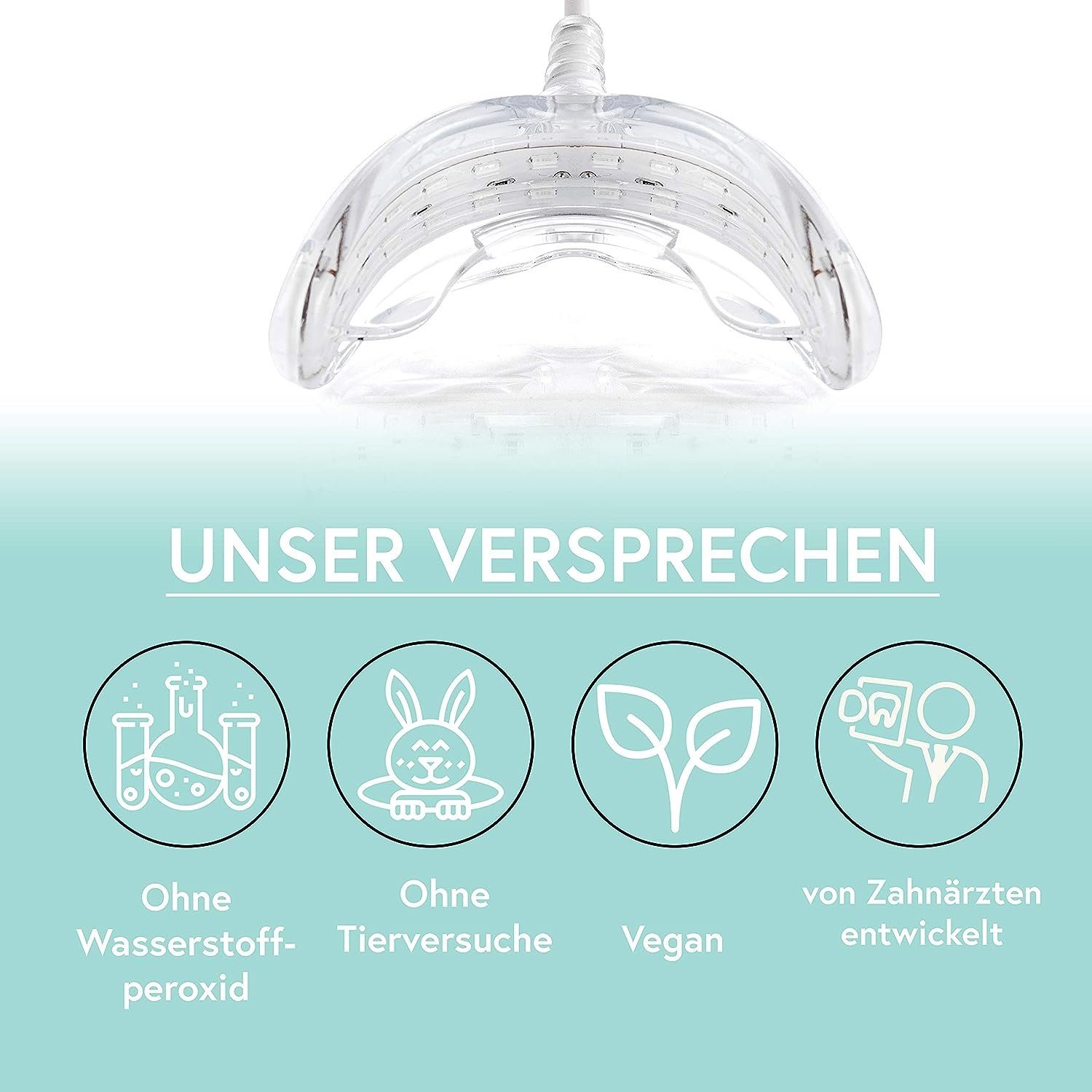 Uniquesmile Zahnbleaching-Kit Teeth whitening kit, PAP Formel, LED Technologie, schmerzfrei, frei von Schadstoffen.