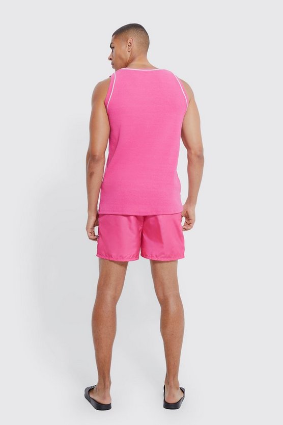 Geripptes Tanktop & Badehose