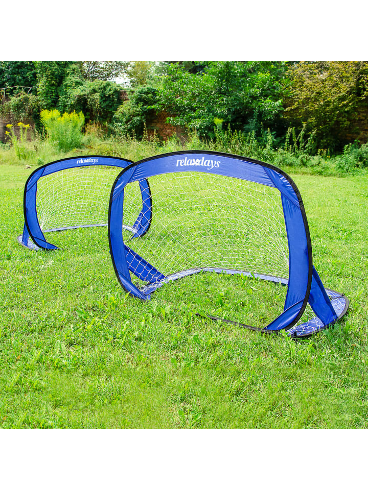 relaxdays 2er Set Fußballtor in Blau- (B)120 x (H)80 x (T)80 cm günstig kaufen onesize